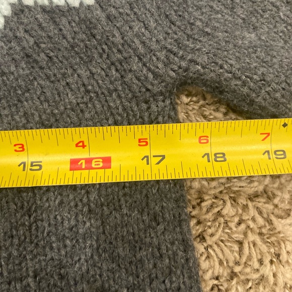 Banana Republic Fair Isle Sweater Women's L Gray Blue High Neck Relaxed Chunky - Picture 14 of 16